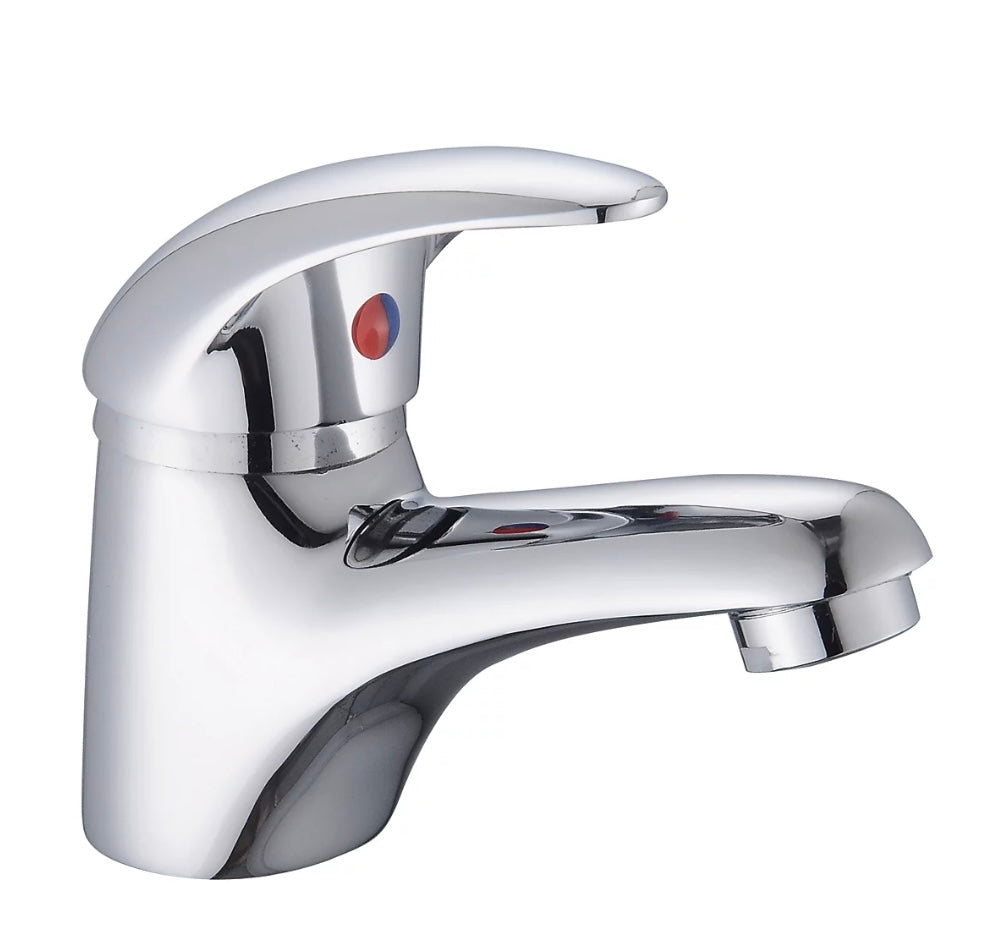 RAK Basic Polished Chrome Modern Basin Cloakroom Sink Mixer Tap Solid Brass (S693)