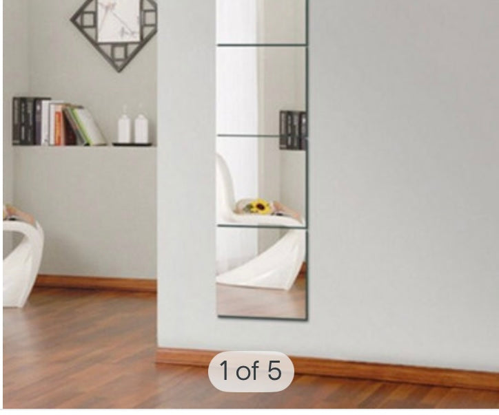 Set of 4 Square Frameless Wall Mirror Tiles 400 x 400 mm (S744)