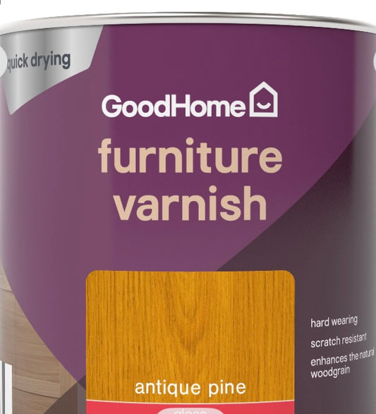 GoodHome Antique Pine Gloss  Furniture Wood varnish, 250ml (S587) (A*)