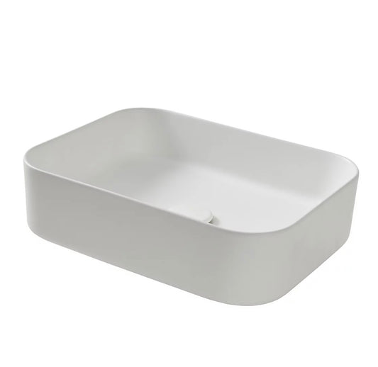 GoodHome Tekapo White Rectangular Counter-mounted Counter top Basin (W)45cm (S673)