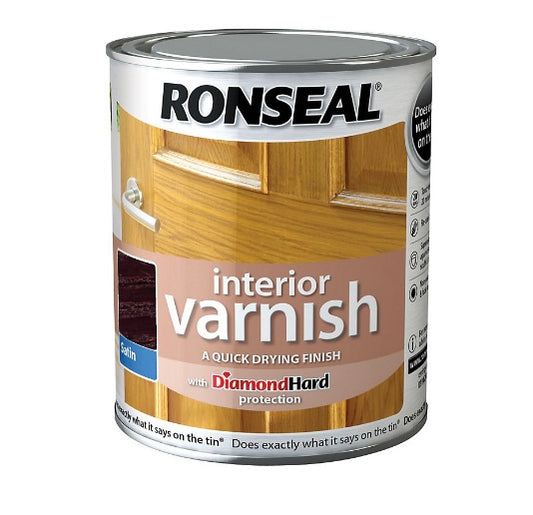 Ronseal Diamond hard Walnut Satin Wood varnish, 750ml (S477)