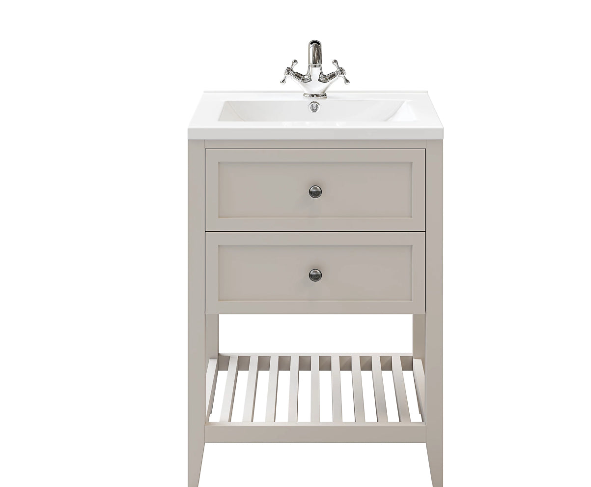 GoodHome Perma Satin Grey Bathroom Vanity unit (H) 806mm (W) 600mm (R253)