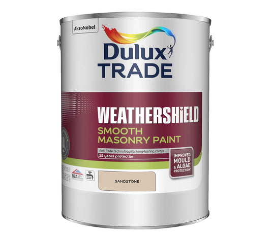 Dulux Trade Weathershield Sandstone Smooth Masonry paint, 5L Tin (R363) (B*)