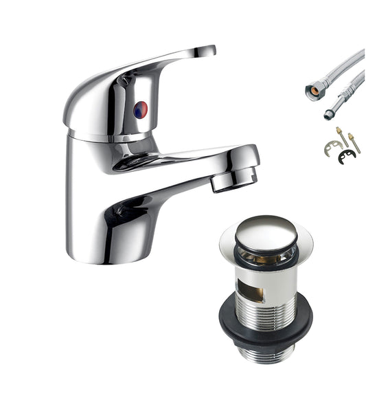 Basin Tap Mono Sink Mixer  Single Lever Brass Chrome with Fixings E3 Room 1