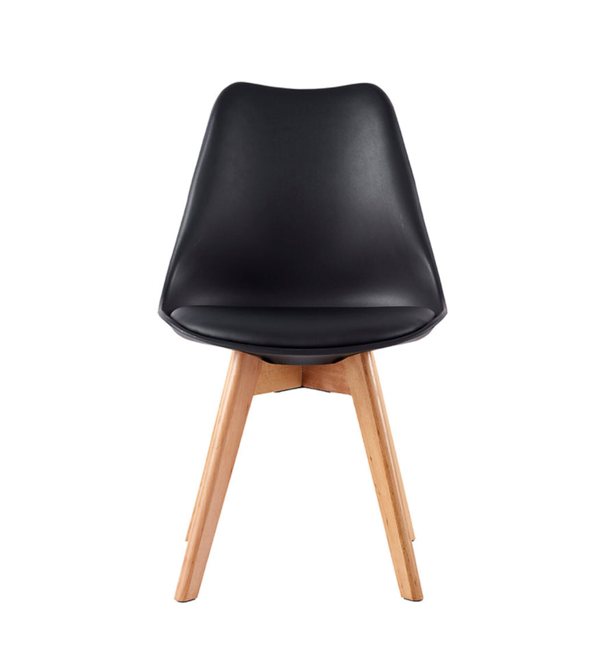 Dining Chair with Solid Wooden Legs and Seat Cushion Pads in Black (R227)