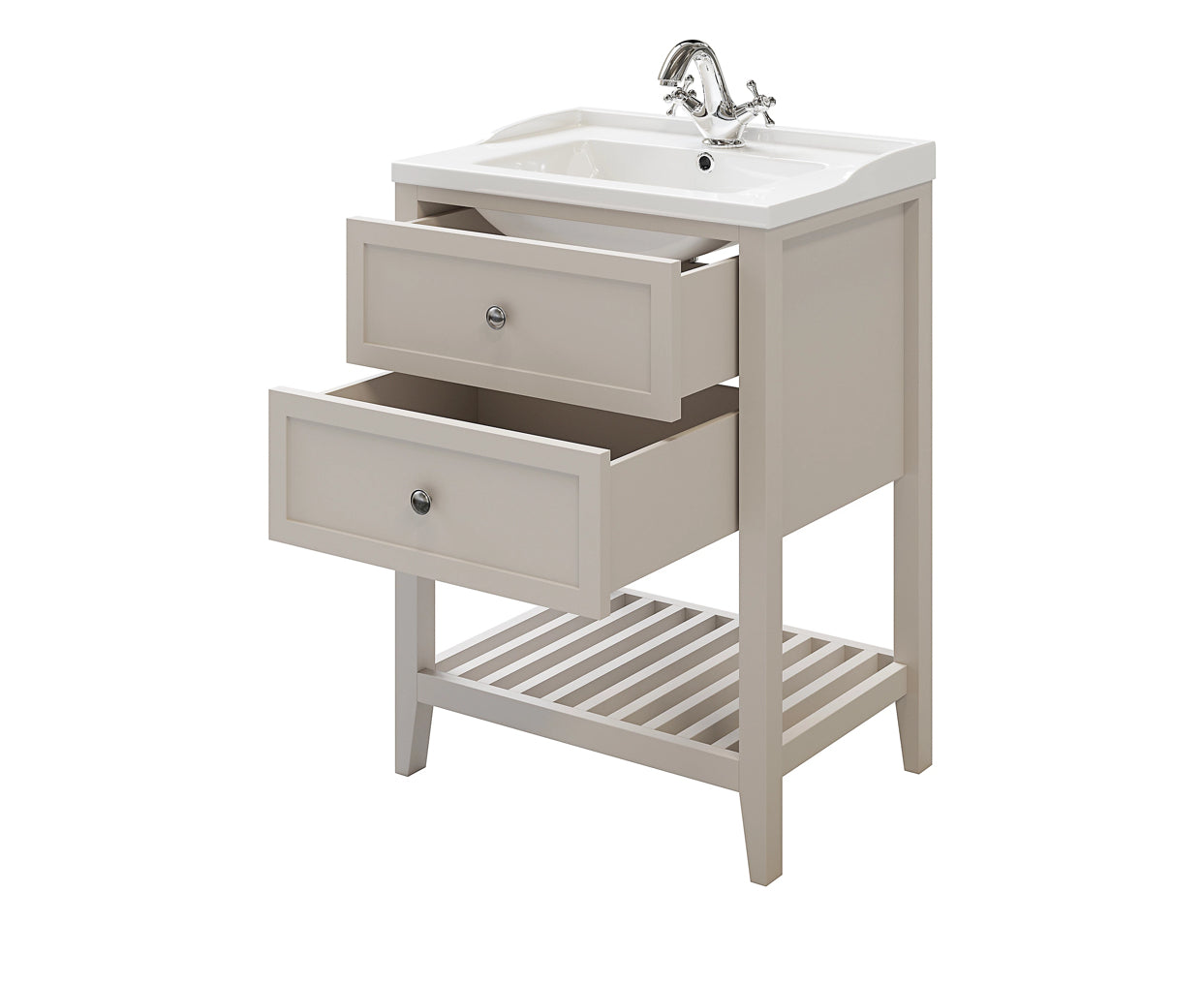 GoodHome Perma Satin Grey Bathroom Vanity unit (H) 806mm (W) 600mm (R253)