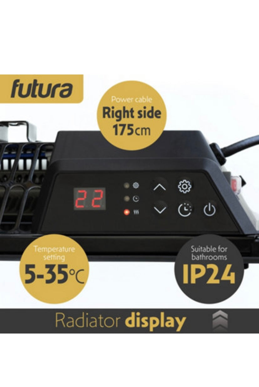 Futura Electric Panel Heater 1500W Black Wall Mounted (S700)