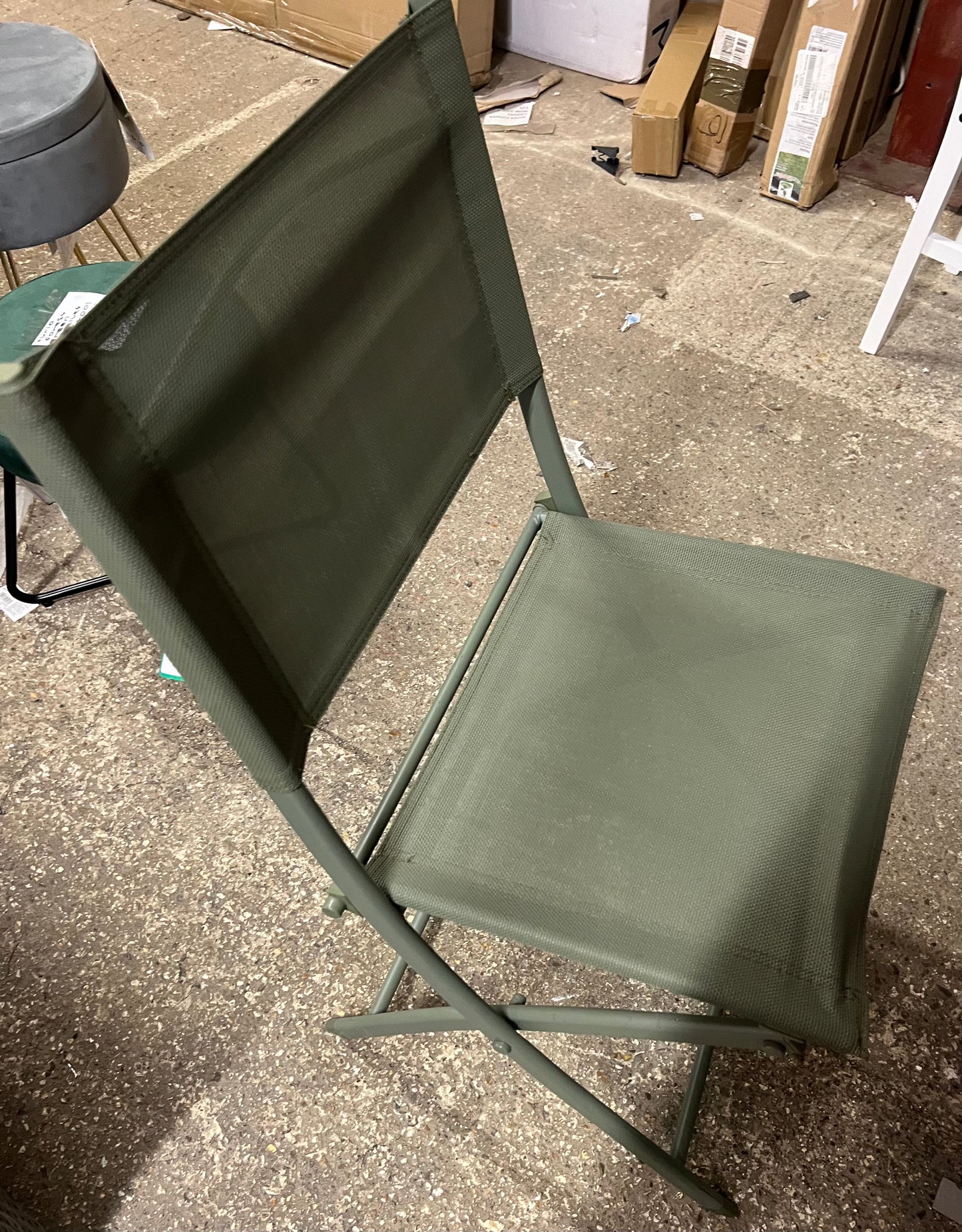 GoodHome Saba Khaki green Metal Foldable Chair (R353) (R1)