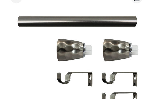 Gloss Nickel Extendable Ring Curtain pole Set, (L)200mm-330mm (Dia)25mm (S756)