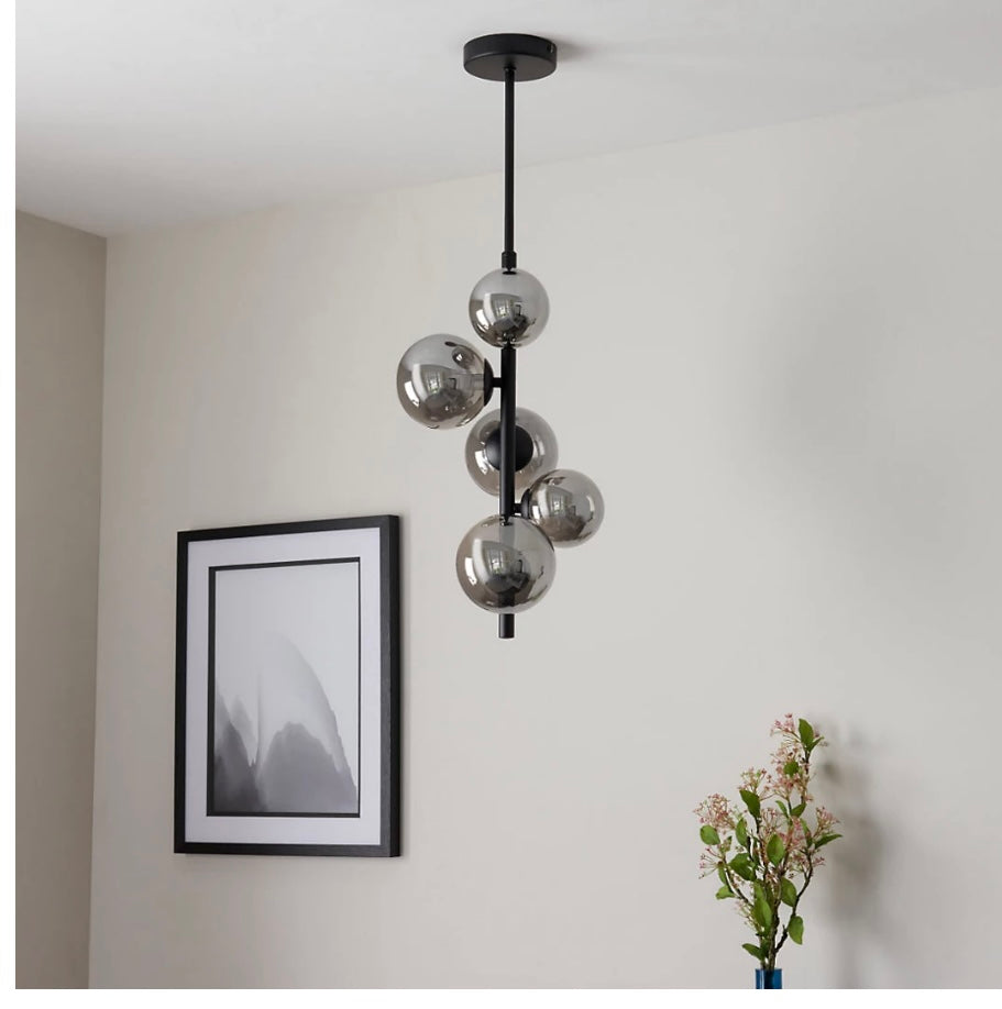 Reeko 5 Light Matte Black Ceiling Pendant (S621)