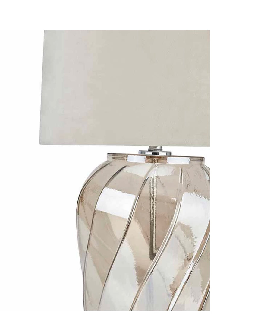 Ambassador Metallic Lamp with Velvet Shade - Glass - L45 x W45 x H80 cm (S640)