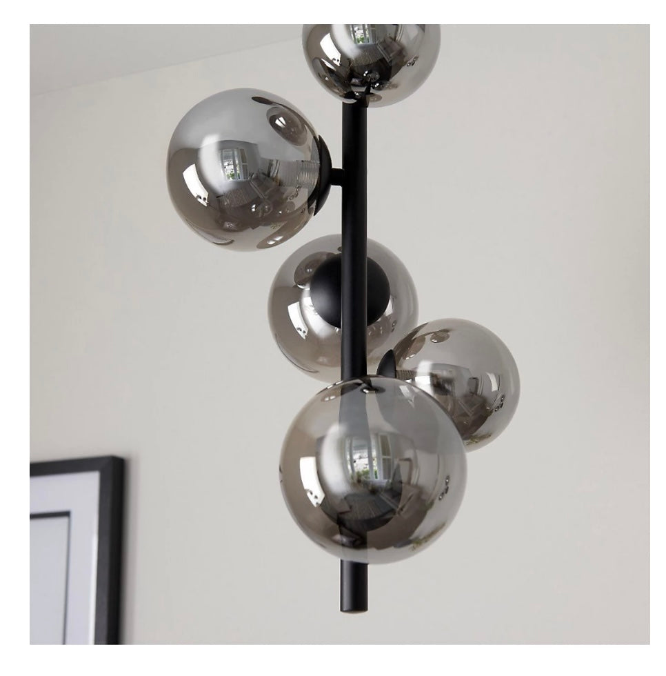 Reeko 5 Light Matte Black Ceiling Pendant (S621)