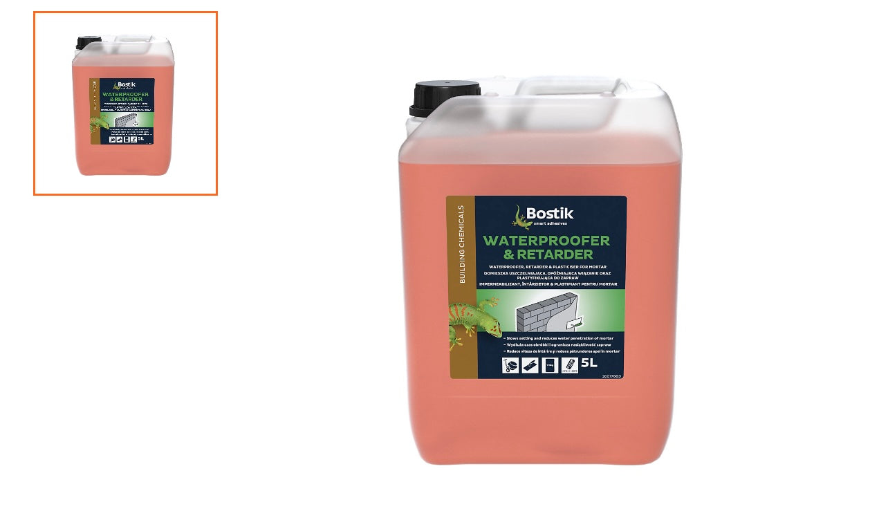 Bostik Orange Waterproofer & retarder, 5L Jerry can (4B)