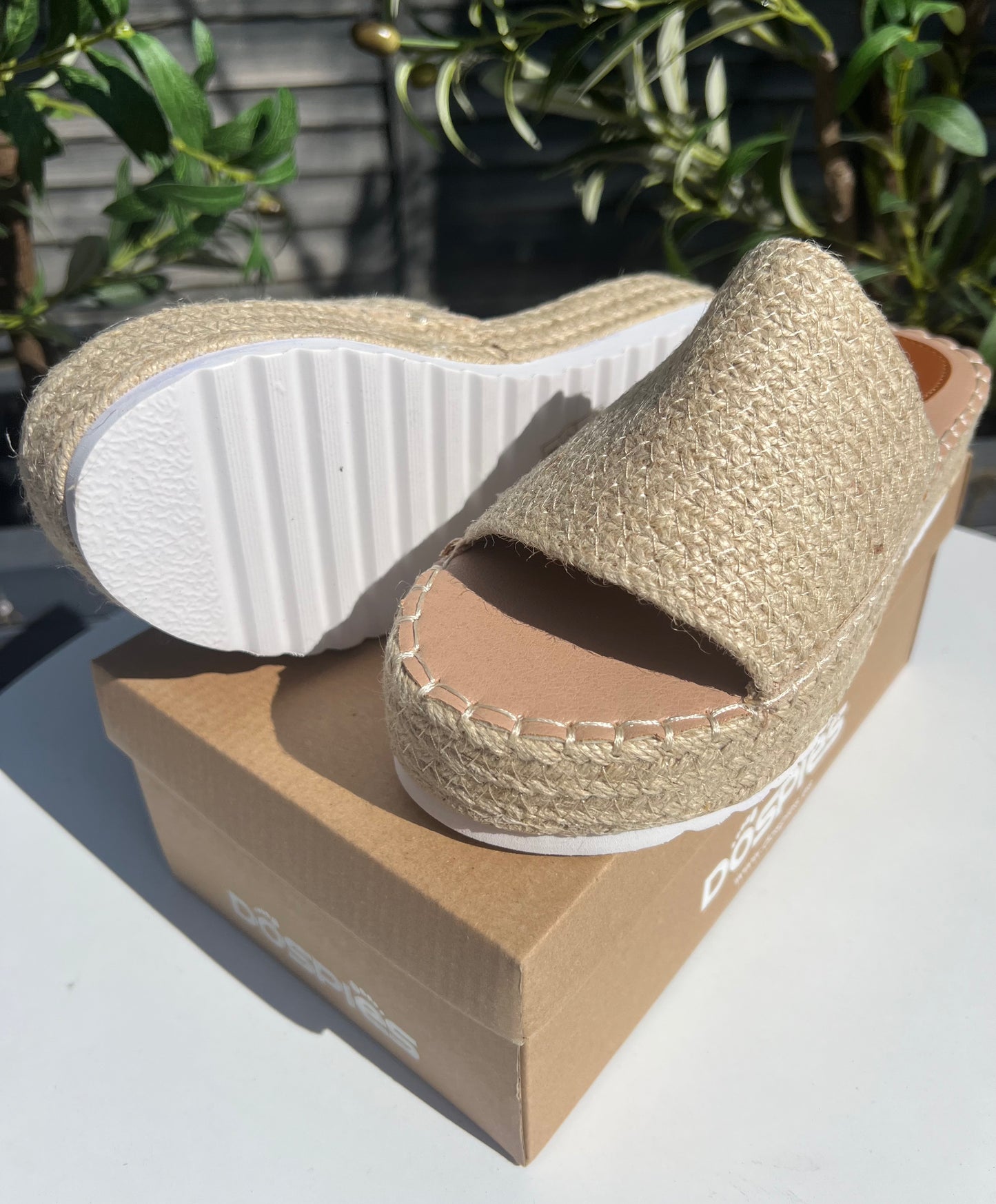 Marbella Dospies Natural Woven Espadrille Wedge Sandals
