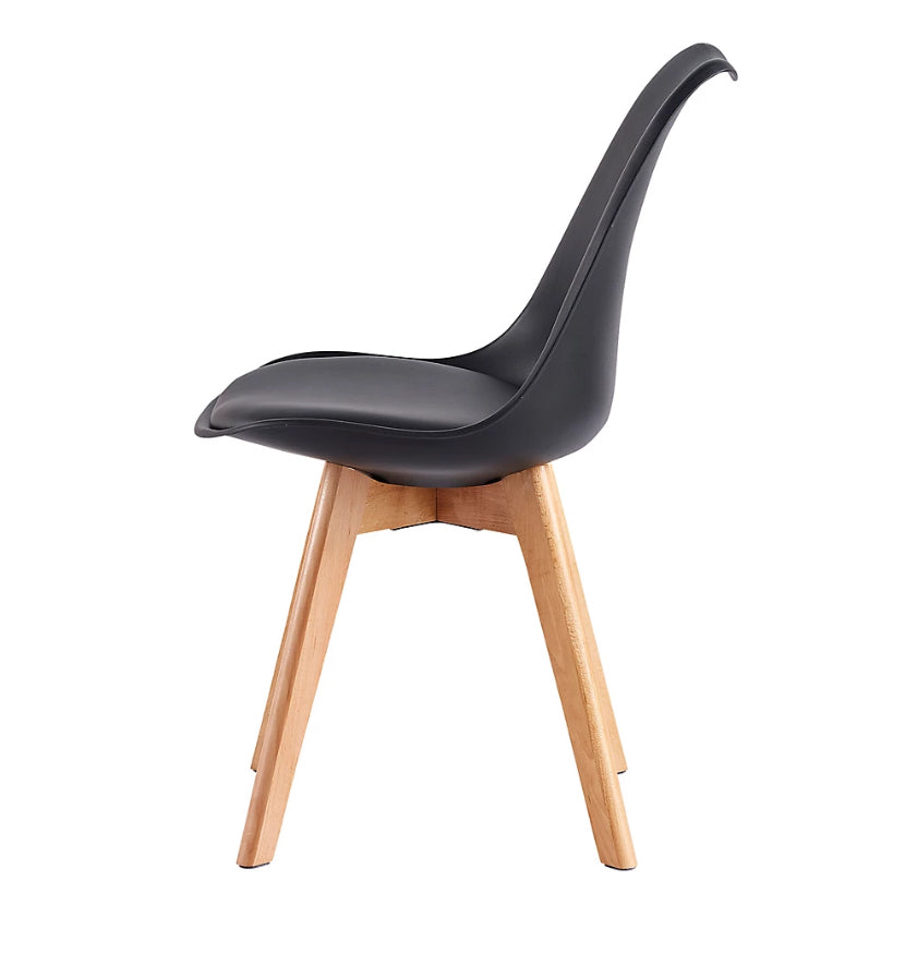 Dining Chair with Solid Wooden Legs and Seat Cushion Pads in Black (R227)