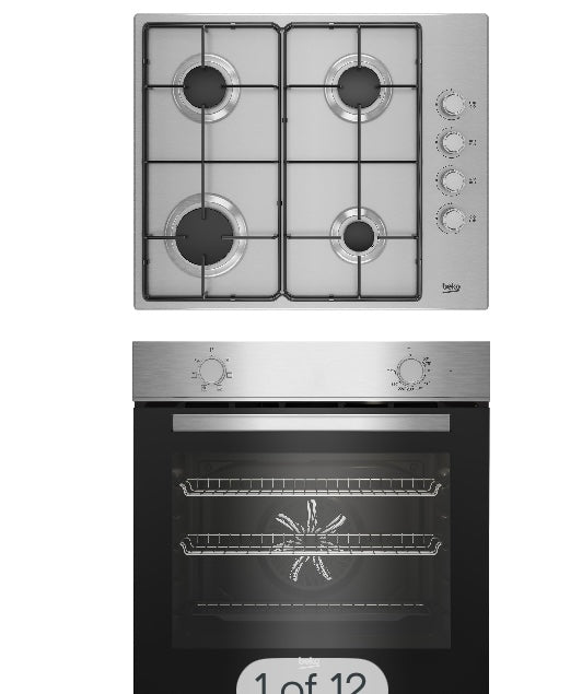 Beko QBSE223SX Built-in Multifunction Oven & gas hob pack - Stainless steel (S699)