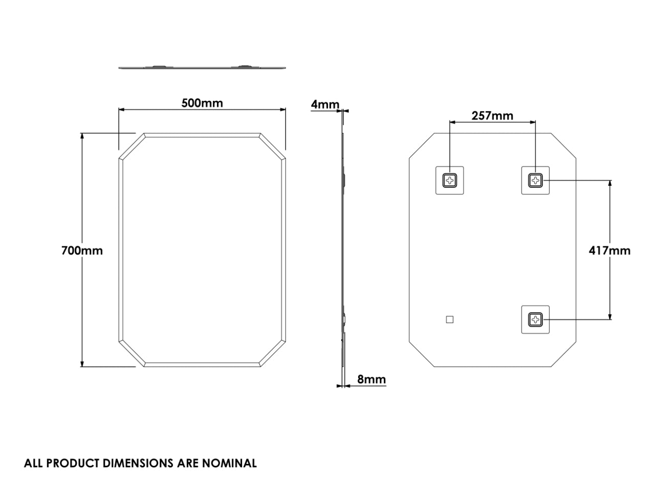 Croydex Octagonal Wall-mounted Bathroom Mirror (H)70cm (W)50cm
(R280)