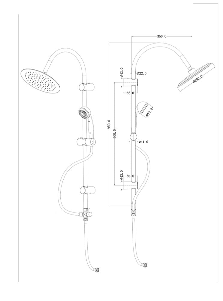 GoodHome Blyth Wall-mounted Diverter Shower kit with 2 shower heads (S622)