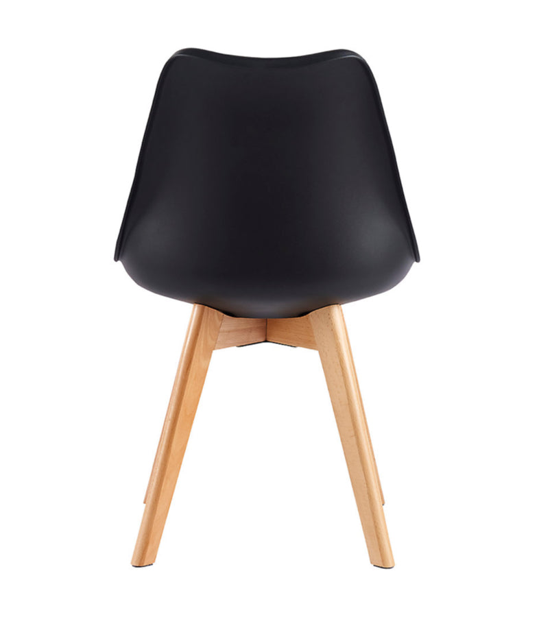 Dining Chair with Solid Wooden Legs and Seat Cushion Pads in Black (R227)