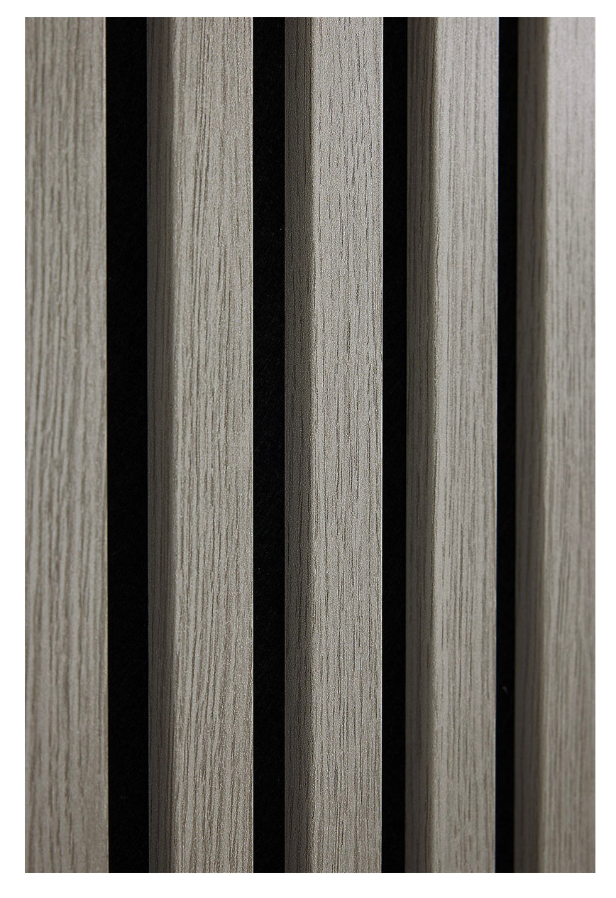 Acoustic Decorative Timber Slat Wall Panel - Light Oak Grey - 2400mm x 600mm (R374) Room2