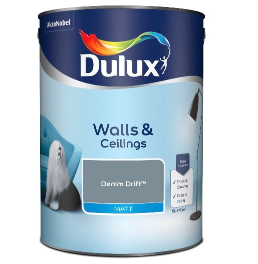 Dulux Walls & ceilings Denim drift Matt Emulsion paint, 5L (S719)(D*)