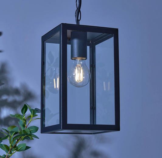 Zink Thora Black iron effect Pendant Outdoor lamp (R433) [Click & Collect Item Only]