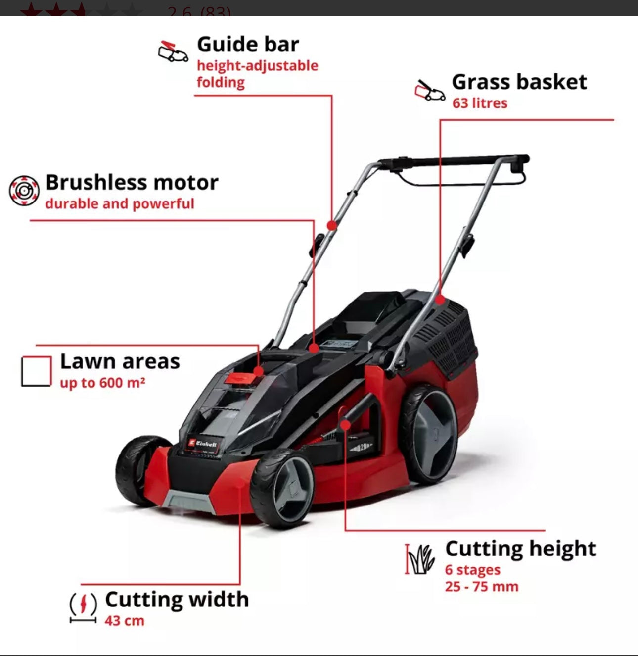 GE-CM 43 Li M Kit (2x4,0Ah) Cordless Lawn Mower (S636)