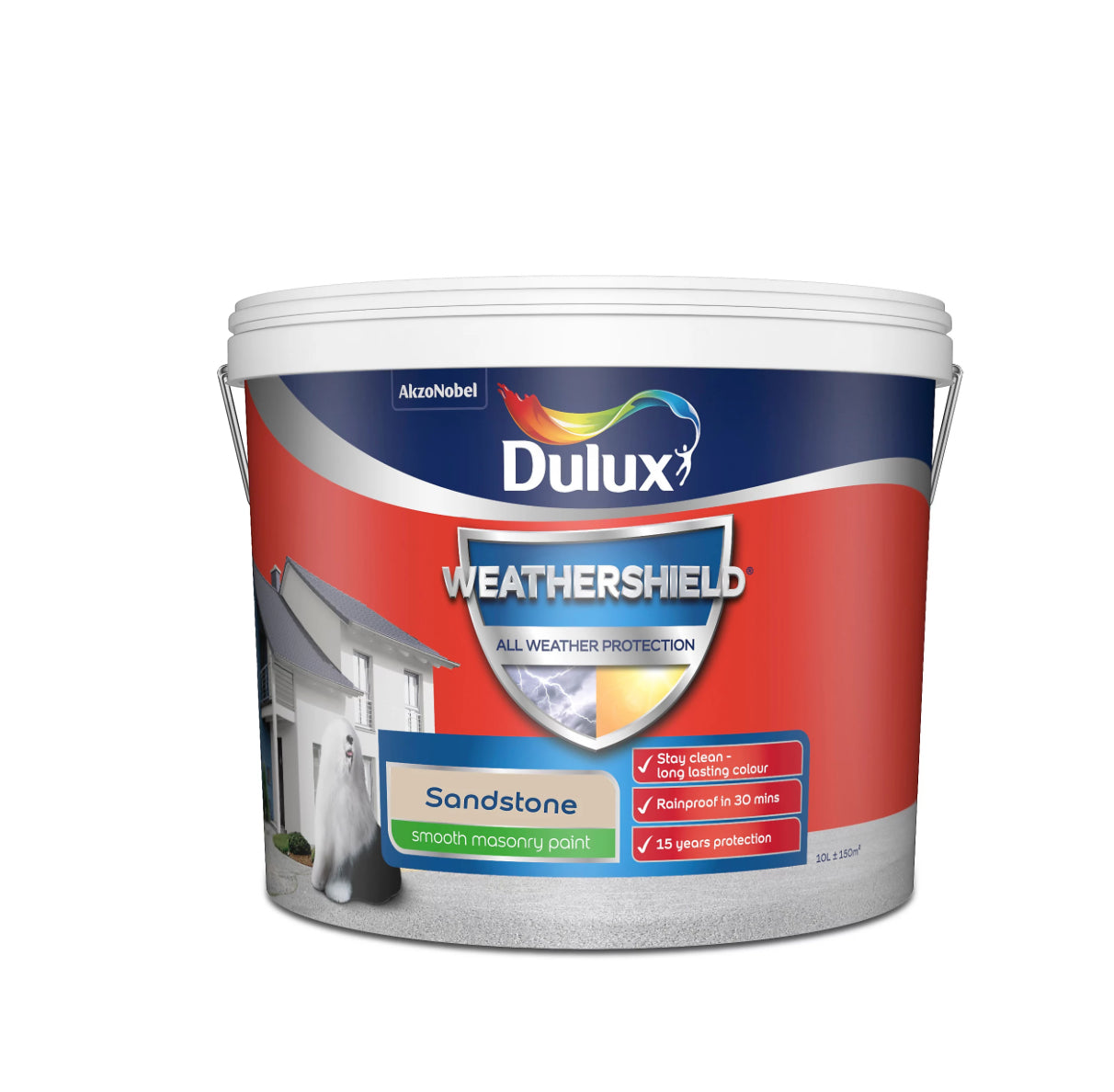 Dulux Weathershield Sandstone Smooth Matt Masonry paint, 10L (R278)