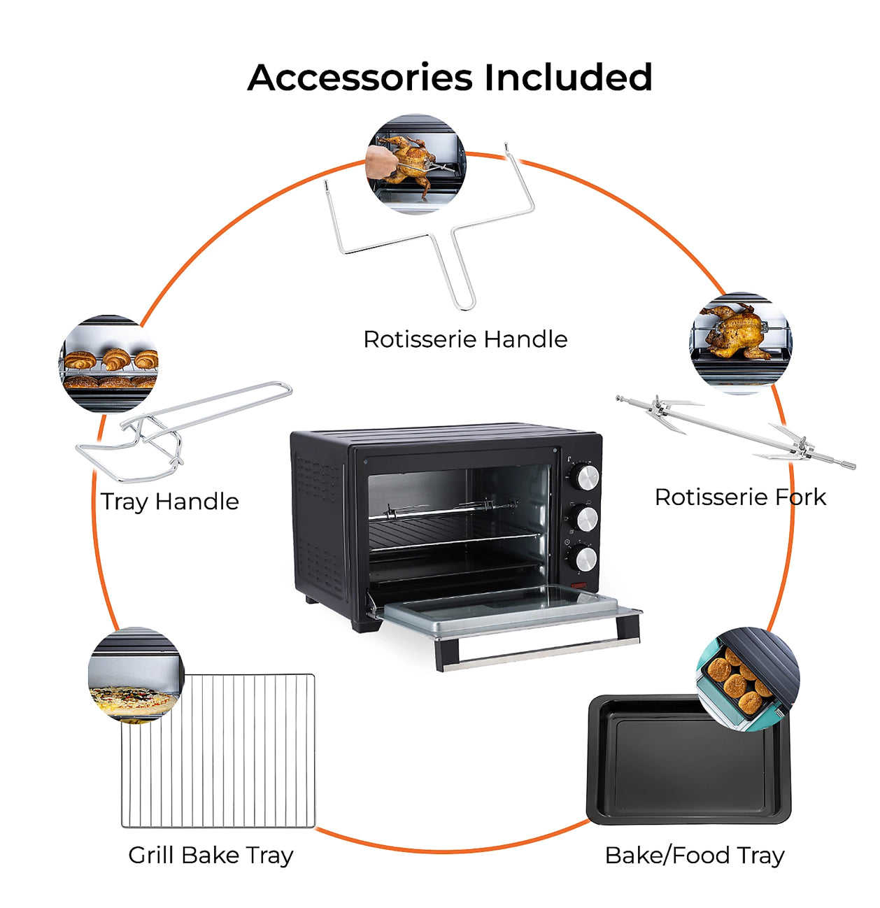 Geepas 38L Mini Oven and Grill, 1600W Electric Mini Oven with Rotisserie (R164)