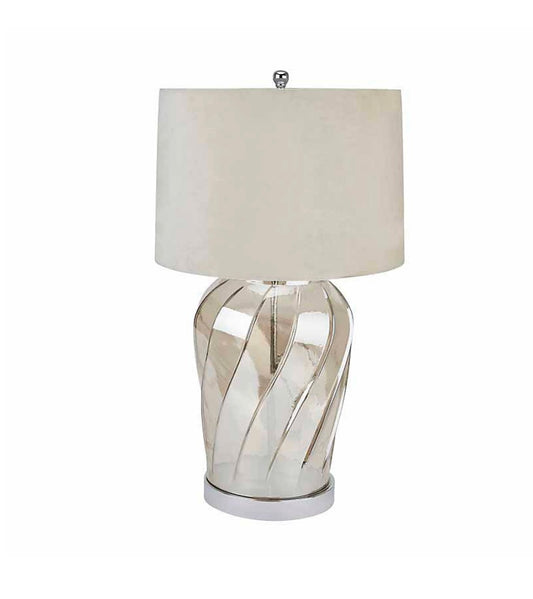 Ambassador Metallic Lamp with Velvet Shade - Glass - L45 x W45 x H80 cm (S640)