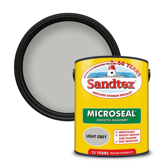 Sandtex Microseal Light grey Matt Masonry paint, 5L (S773)