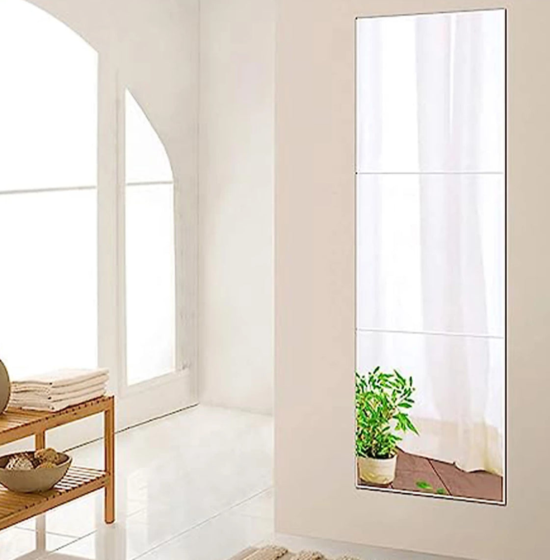 Set of 3 Clear Square Frameless Wall Mirror Tiles 400 x 400 mm (R359)(R2)