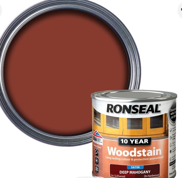 Ronseal Deep mahogany Satin  Wood stain 250ml (S584) (A*)