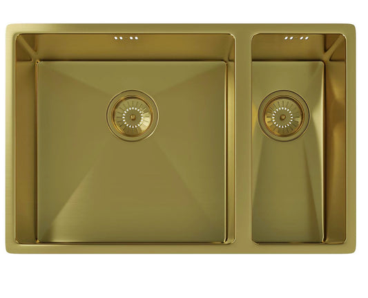 Liquida EL670BR 1.5 Bowl PVD Undermount Brushed Brass Kitchen Sink (Room 1)(R417)