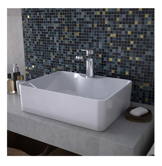 VURTU Glacier, Ceramic Basin, Rectangle Top Mounted, 480(H) x 370(W), White (S668)