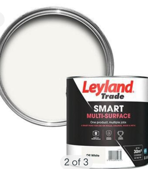 Leyland Trade Smart Off white Mid sheen Multi-room Multi-surface paint, 2.5L (S738) (G**)