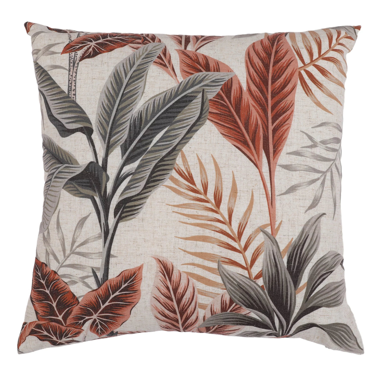 Orange & Grey Leaf Indoor Cushion (L)43cm x (W)43cm (R438)