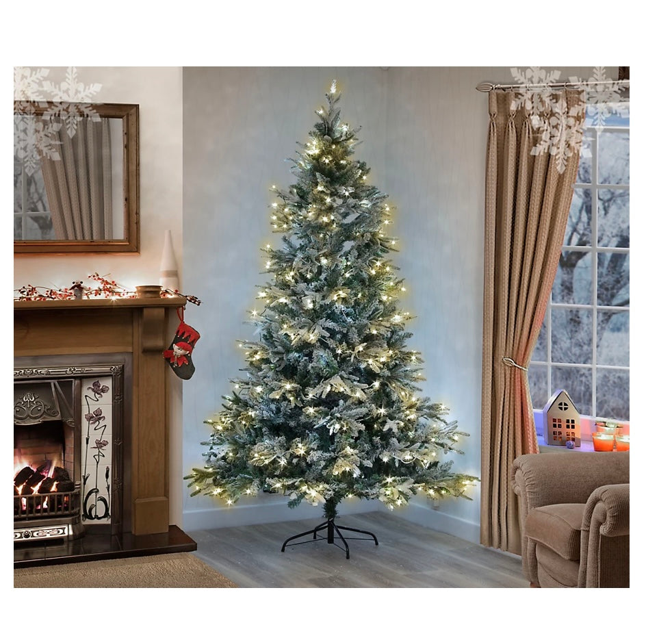 Garden Store Direct Lapland Snow Covered Pre-Lit Christmas Tree 8ft Warm White LEDs (S679)