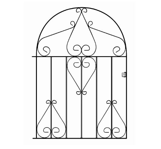 CLEVE Metal Scroll Low Bow Top Garden Gate 991mm GAP x 1257mm High (S454)