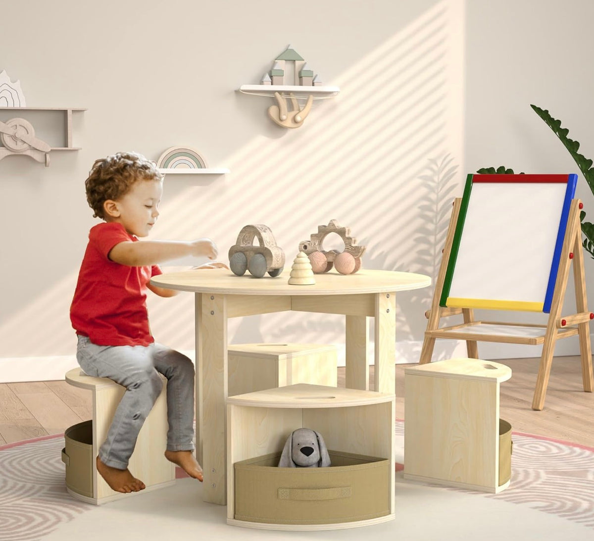 Puecrof Children's Table with 3 Stools & Storage Space - Round NEW BOXED