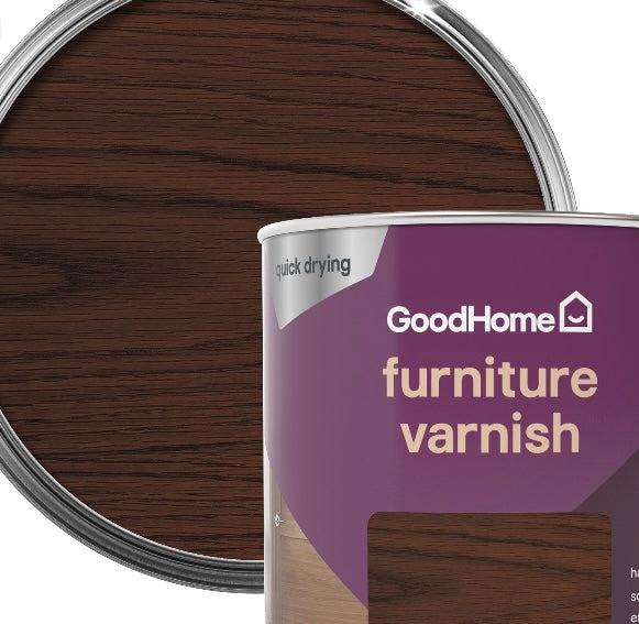 GoodHome Walnut Satin Multi-surface Furniture Wood varnish, 250ml (S589) (A*)