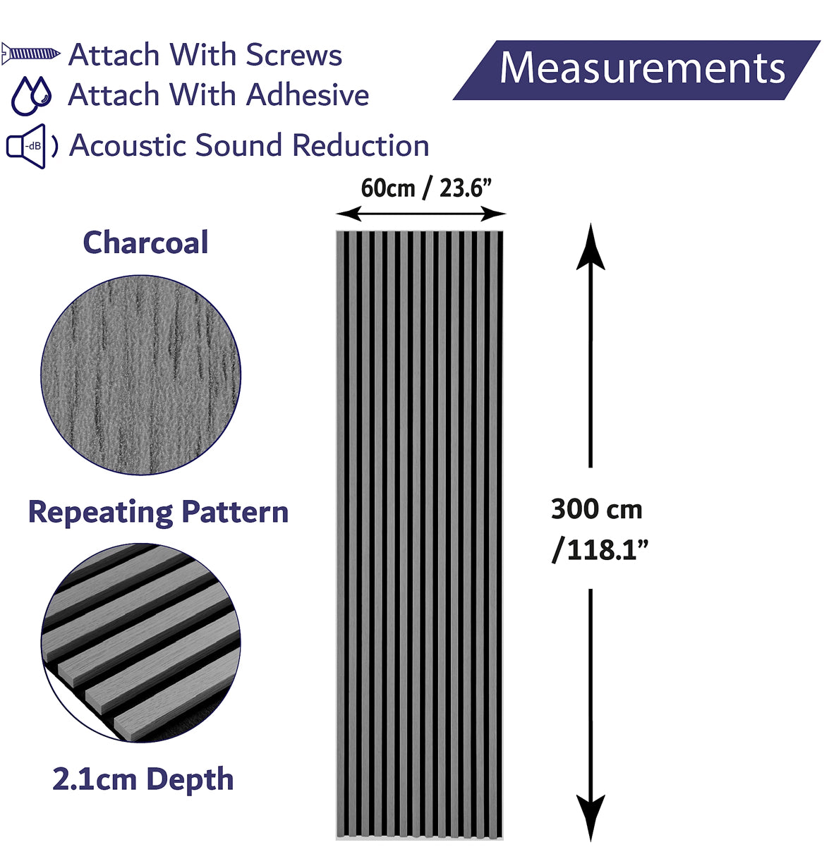 Wall Panel Wood Slat Grey Oak Decorative Wooden Wall Panelling 3D Slatted Acoustic Sound Absorbing Ceiling or Wall Slats 300 x 60 (R373) Room2