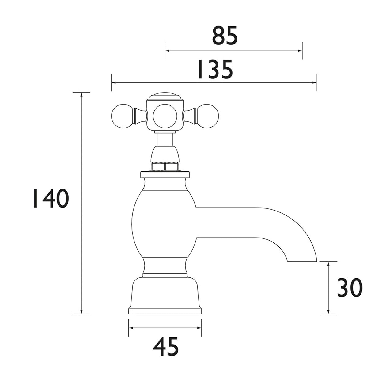 Heritage Highbrook Standard Gloss Chrome effect Deck-mounted Manual Deck Pillar Tap (R191)