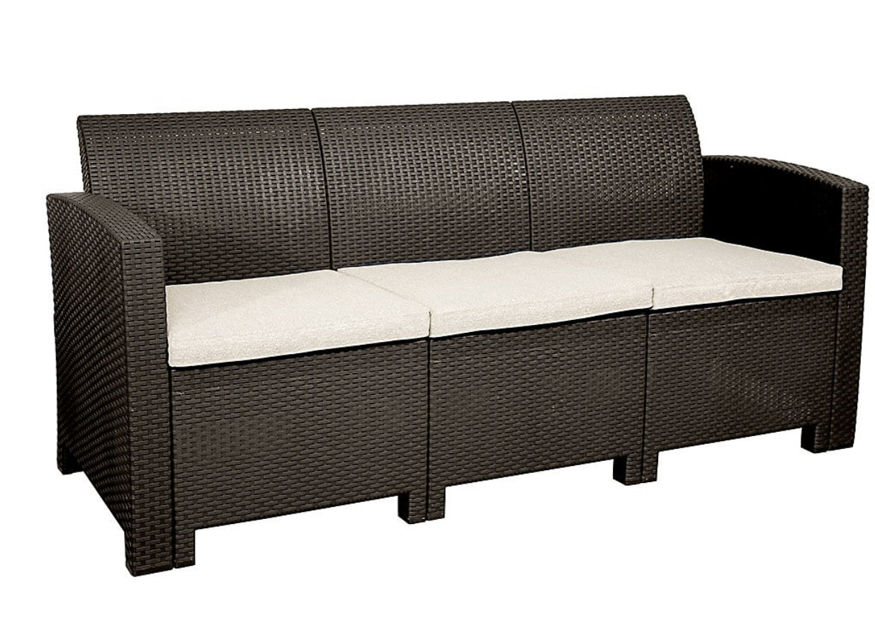 Marbella 3 Seater Rattan Sofa - Brown (R294)