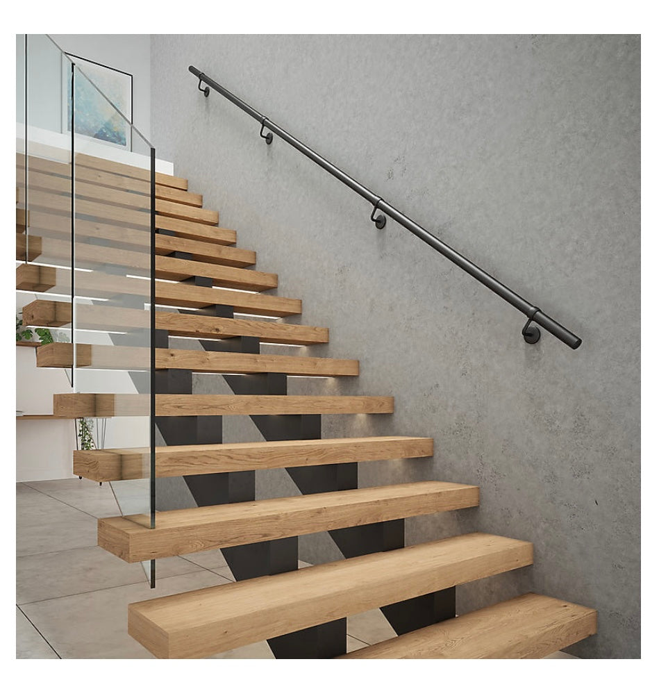 Rothley Handrail Kit With Anitbacterial Coating 3.6m Length 40mm Diameter Matt Black (S620)