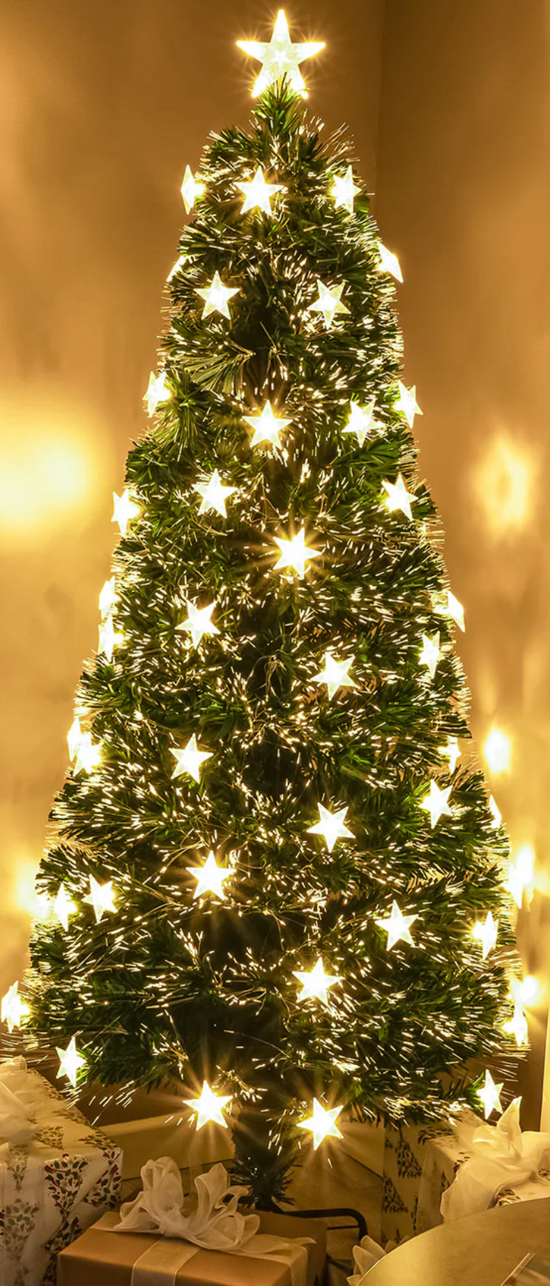 6ft Green Fibre Optic Christmas Tree with Warm White Fibre Optics, LED Lights and Stars (R411) [Room 2]