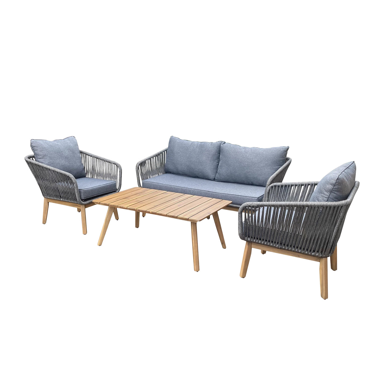 GoodHome Vitello Grey & Natural 4 Seater Coffee set (R393) (Room2)