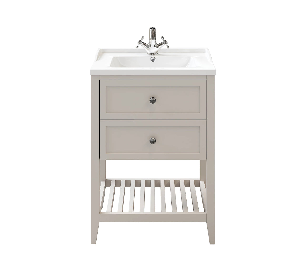 GoodHome Perma Satin Grey Bathroom Vanity unit (H) 806mm (W) 600mm (R253)