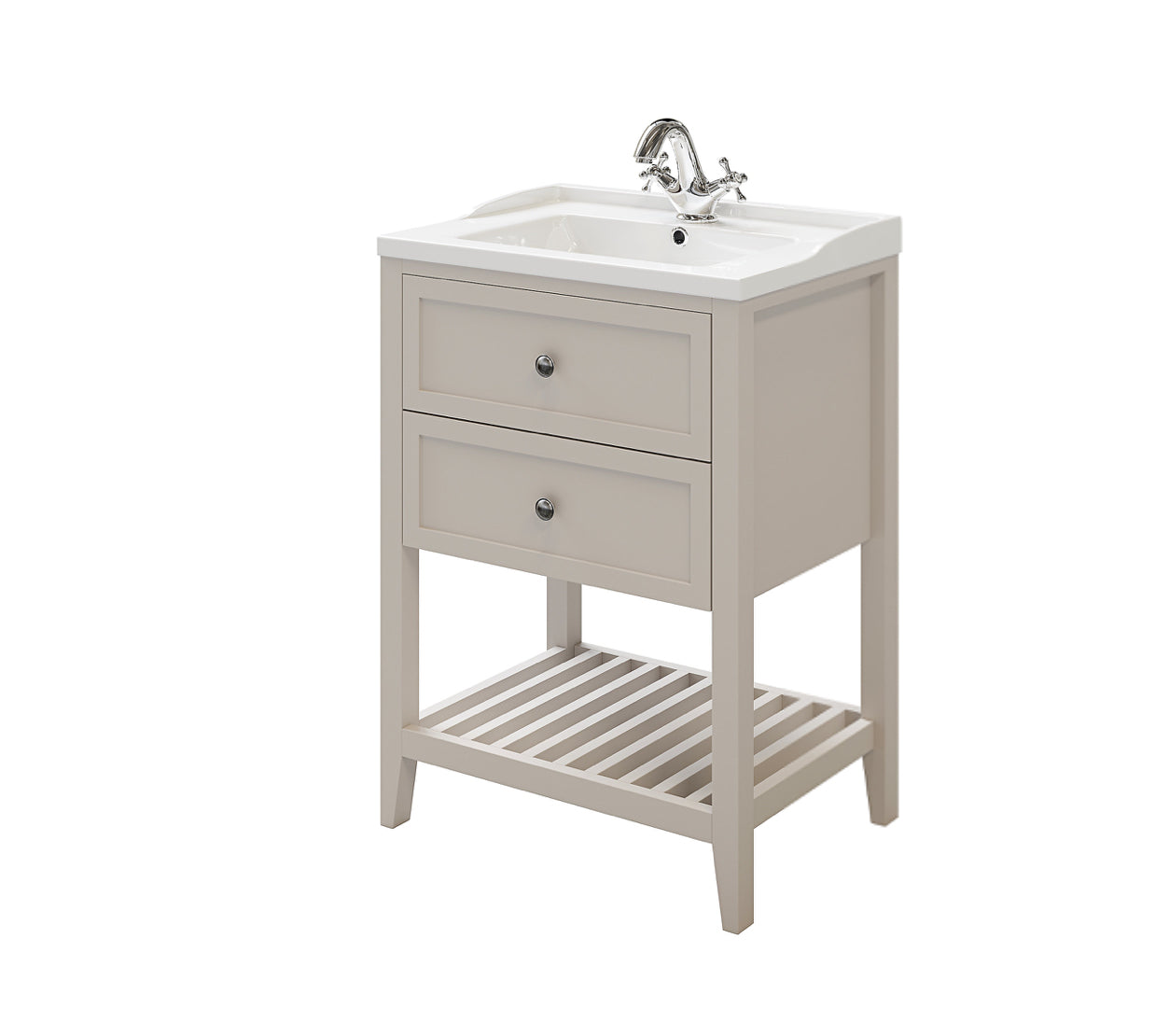 GoodHome Perma Satin Grey Bathroom Vanity unit (H) 806mm (W) 600mm (R253)