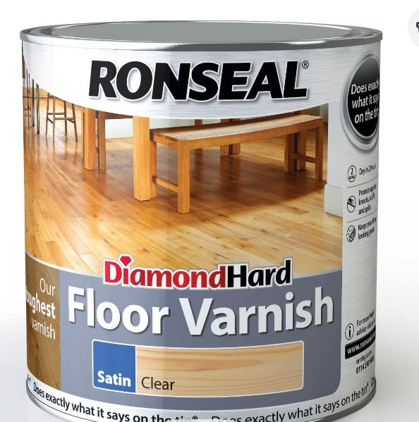 Ronseal Diamond Hard Floor Varnish Clear Satin Wood Floor Varnish, 2.5L (S726) (E*)